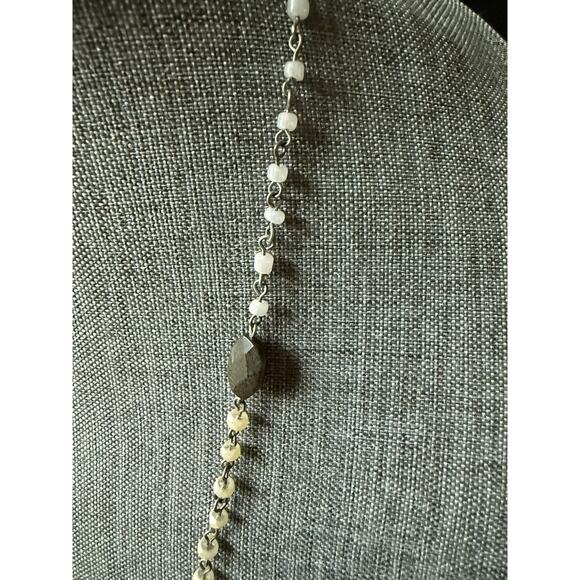 Chicos Chunky Beaded Necklace Silvertone Long Stackable Boho Statement Festival - Picture 3 of 9